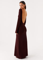 Adora Long Sleeve Knit Maxi Dress - Chocolate