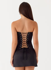 All My Ladies Strapless Corset Top - Black