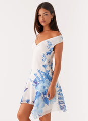 Alma Mini Dress - Blue Floral Print