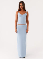 Anastasia Knit Maxi Skirt - Blue