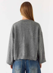 Annie One Button Cardigan - Marle Grey