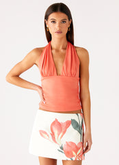 Avena Halter Top - Coral