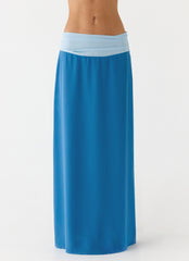 Blushing Bloom Maxi Skirt - Baby Blue