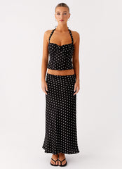 Breanne Midi Skirt - Black Polka Dot