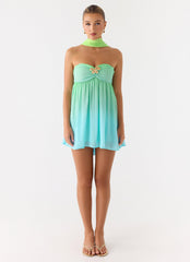 Calantha Scarf Mini Dress - Sea Ombre