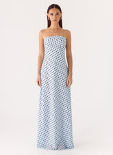 Chaniva Maxi Dress - Blue Mocha Dot