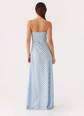 Chaniva Maxi Dress - Blue Mocha Dot