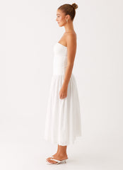 Cherry Skies Midi Dress - White