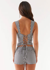 Clayton Top - Black Gingham