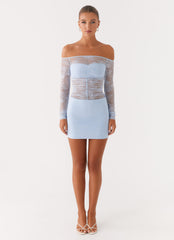 Collide Lace Mini Dress - Blue