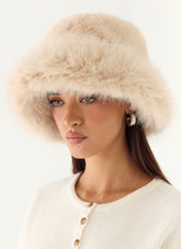 December Bliss Faux Fur Hat - Cream