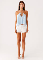 Delong Low Rise Linen Shorts - White