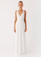 Desi Halterneck Maxi Dress - White