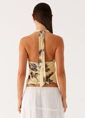 Devoted Halterneck Top - Buttercream Floral