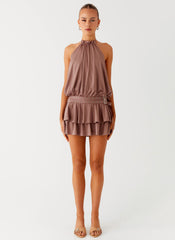 Dopamine Belt Mini Dress - Taupe