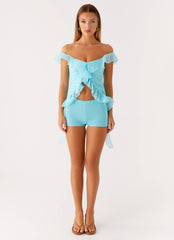 Dylan Off Shoulder Top - Turquoise