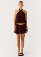 Everywhere I Go Mini Skirt - Chocolate