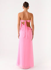 Falling Forever Strapless Beaded Maxi Dress - Pink
