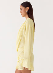 Farretti Shirt Mini Dress - Pale Yellow