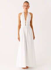 Figaro Halter Maxi Dress - White