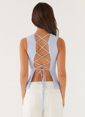 Franco Tie Back Top - Blue