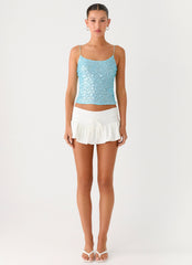 French Exit Sequin Top - Blue
