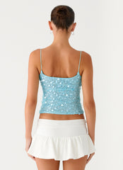 French Exit Sequin Top - Blue