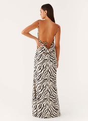Gianni Cowl Maxi Dress - Zebra
