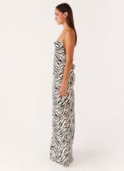 Gianni Cowl Maxi Dress - Zebra