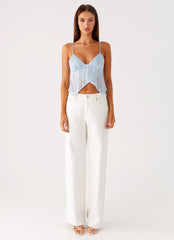 Glynne Frill Top - Baby Blue