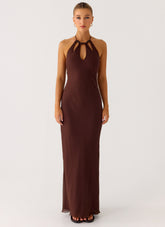 Harlyn Halter Maxi Dress - Chocolate