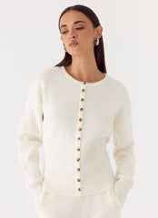 Harrison Cinched Knit Cardigan - Ivory