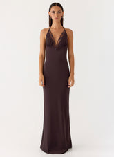 Indya Halter Maxi Dress - Chocolate
