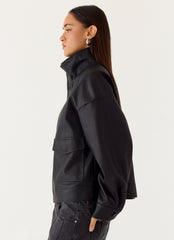 James PU Bomber Jacker - Black