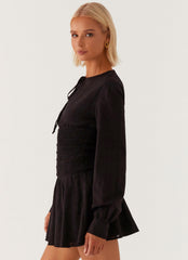 Kenzo Long Sleeve Mini Dress - Black