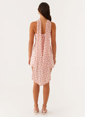 Kiesha Strapless Scarf Mini Dress - Pink Flower