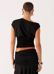 Liana Asymmetrical Top - Black