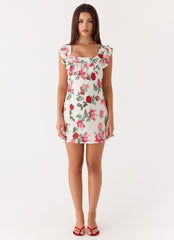 Malina Mini Dress - Ivory Bloom