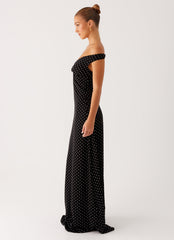 Melany Maxi Dress - Black Polka Dot