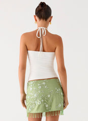 Midnight Tide Tie Side Mini Skirt - Green