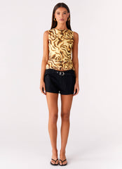 Montana Denim Mini Shorts - Black