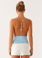 Ollie Knit Halter Top - Blue