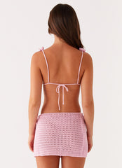 Palazzo Crochet Wrap Skirt - Pink