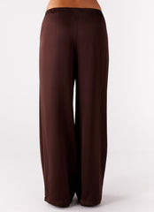 Palm Cove Satin Pants - Chocolate