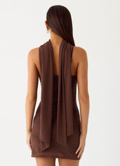 Paloma Days Beaded Scarf Mini Dress - Chocolate