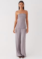 Palm Cove Satin Pants - Grey
