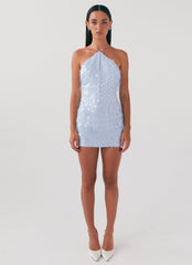 Glitz And Glamour Halterneck Mini Dress - Lavender Mist