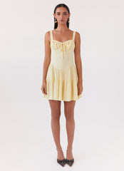 Lucie Linen Mini Dress - Yellow