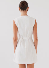 Castello Fiore Linen Mini Dress - White