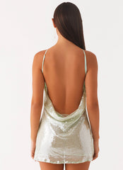 Radiant Energy Cowl Back Mini Dress - Mint